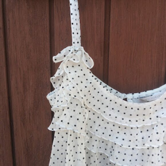VICTORIAS SECRET | Sheer Babydoll Swiss Dot Ruffle Slip Dress Nightie Coquette L - Picture 4 of 13